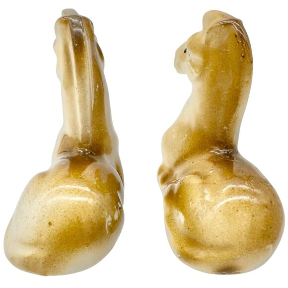 Vtg Ceramic Horse Salt and Pepper Shakers Cork Stoppers Japan Brown Mid-Century - Picture 4 of 6